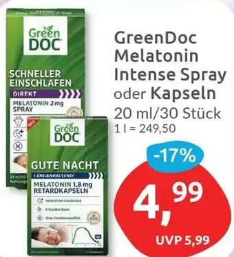 Budni GreenDoc Melatonin Intense Spray oder Kapseln 20 ml/30 Stück Angebot