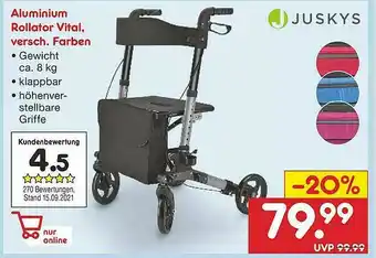 Netto Marken-Discount Aluminum Rollator Vital, Versch. Farben Angebot