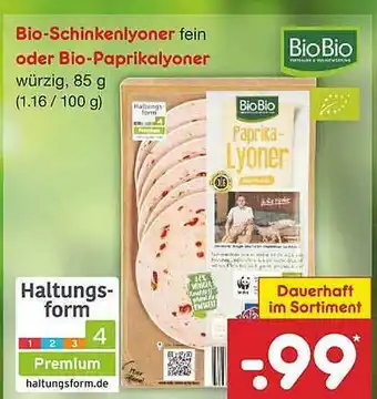 Netto Marken-Discount Bio-schinkenlyoner Fein Oder Bio-paprikalyoner Angebot