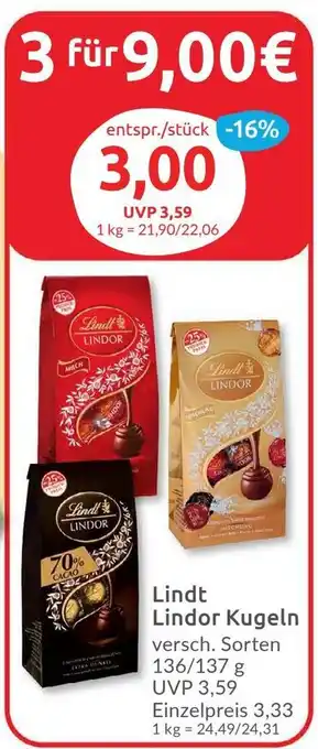 Budni Lindt Lindor Kugeln 136/137 g Angebot