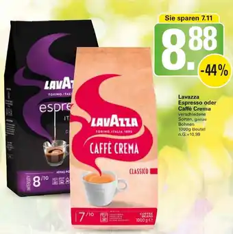 WEZ Lavazza Espresso oder Caffè Crema 1000 g Beutel Angebot