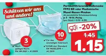 Kaufland Partikelfiltrierende Halbmaske Ffp2 Nr Oder Medizinische Mund-nasen-masken Angebot