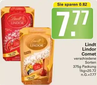 WEZ Lindt Lindor Cornet 375 g Packung Angebot