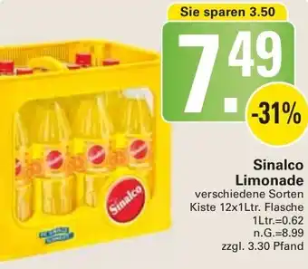 WEZ Sinalco Limonade Kiste 12x1Ltr. Flasche Angebot