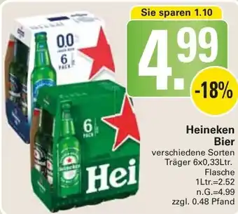 WEZ Heineken Bier Träger 6x0,33Ltr. Flasche Angebot