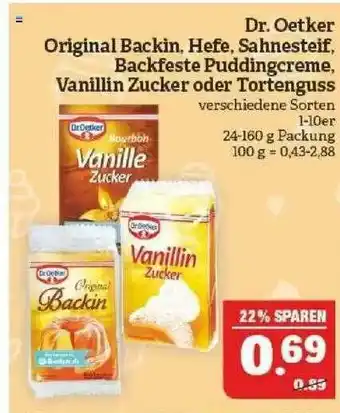 Marktkauf Dr. Oetker Original Backin, Hefe, Sahnesteif Backfeste Puddingcreme, Vanillin Zucker Oder Tortenguss Angebot