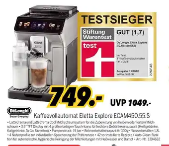 MEDIMAX DeLonghi Kaffeevollautomat Eletta Explore ECAM450.55.S Angebot