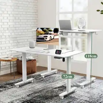 ManoMano Höhenverstellbarer Elektrisch Schreibtisch- Sitz- & Stehpult mit Ladebuchsen 120 x 60 cm Weiß - Weiß - Devoko Angebot