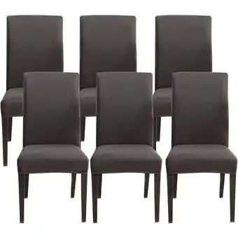 ManoMano Litreve - Set mit 6 Universal-Stretch-Stuhlhussen – Modern – Grau für die Dekoration im Esszimmer, im Hotel, im Restaurant Angebot