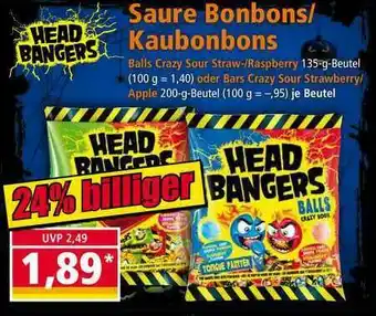 Norma Head Bangers Saure Bonbons Oder Kaubonbons Angebot