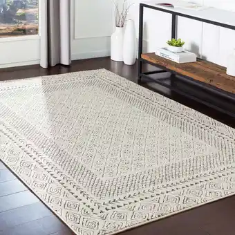 ManoMano SURYA Teppich Kurzflor Wohnzimmer Skandi Boho Design Grau und Beige 120 x 170 cm Angebot