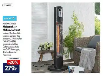 Aldi Nord Warmwatcher Heizstrahler, Helios, Infrarot Angebot