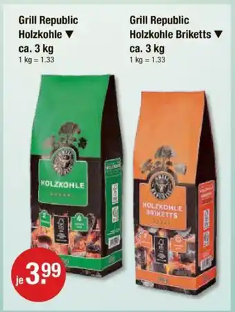 V Markt Grill Republic Holzkohle ca. 3 kg Angebot