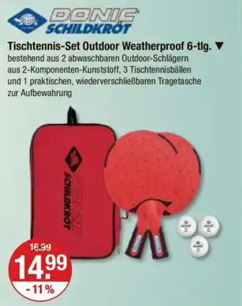 V Markt DONIC SCHILDKRÖT Tischtennis-Set Outdoor Weatherproof 6-tlg. Angebot