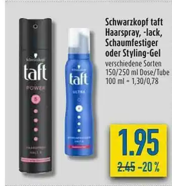 diska Schwarzkopf Taft Haarspray, Lack, Schaumfestiger Oder Styling Gel Angebot