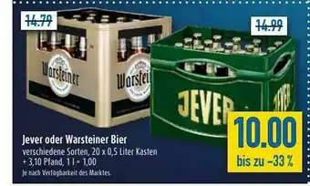 diska Jever Oder Warsteiner Bier Angebot