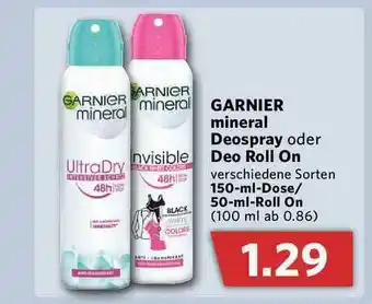 Combi Garnier Mineral Deospray Oder Deo Roll On Angebot