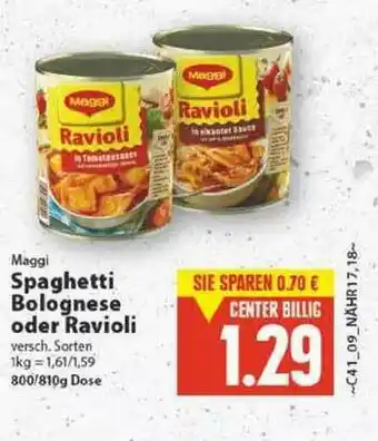 E-Center Maggi Spaghetti Bolognese Oder Ravioli Angebot