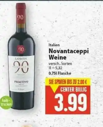 E-Center Novantaceppi Weine Angebot