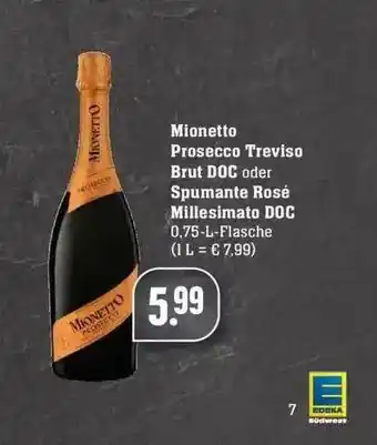 Edeka Mionetto Proscecco Treviso Brut Doc Oder Spumante Rosé Millesimato Doc Angebot