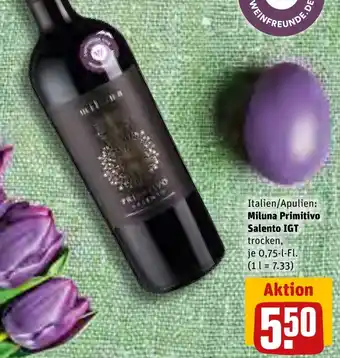 REWE Miluna Primitivo Salento IGT 0,75 L-Fl. Angebot