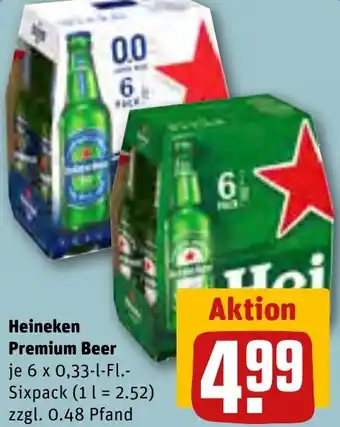 REWE Heineken Premium Beer 6 x 0,33-L-FL. Sixpack Angebot