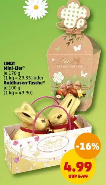 PENNY LINDT Mini-Eier 170 g oder Goldhasen-Tasche 100 g Angebot