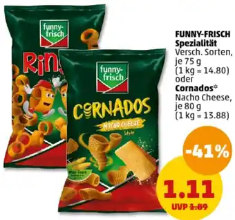 PENNY FUNNY-FRISCH Spezialität 75 g oder Cornados 80 g Angebot