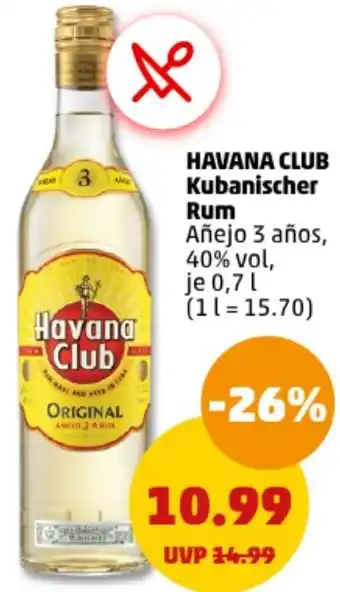 PENNY HAVANA CLUB Kubanischer Rum 0,7 L Angebot