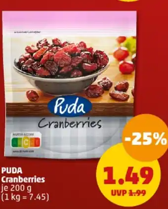 PENNY PUDA Cranberries 200 g Angebot