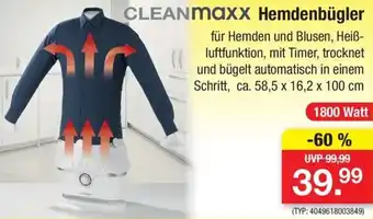 Zimmermann CLEANMAXX Hemdenbügler 1800 Watt Angebot