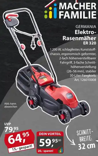 Sonderpreis Baumarkt GERMANIA Elektro Rasenmäher ER 320 Angebot