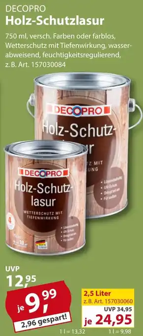 Sonderpreis Baumarkt DECOPRO Holz-Schutzlasur 750 ml Angebot