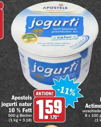 AEZ Apostels Jogurti natur 10% Fett 500g Becher Angebot