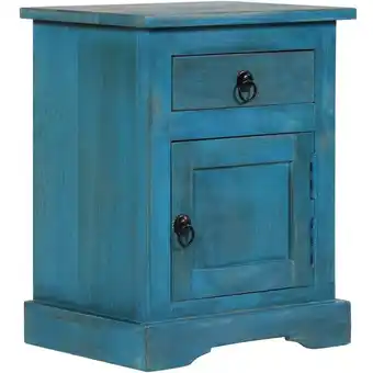 ManoMano Nachttisch,Nachtschrank,Beistelltisch,Nachtkommode Massivholz Mango 40x30x50 cm Blau -11915 - Blau Angebot