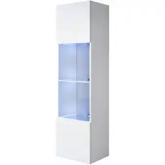 ManoMano Vitrinenschrank mit led Hängeschrank Vitrine Wohnzimmer 1 Tür 4 Fächer 40x165x29cm Modell Luke V6 Weiss Glanz Angebot