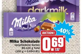 AEZ Milka Schokolade 85-100g Angebot