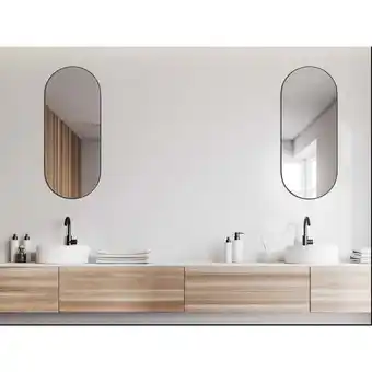 ManoMano Mirrors And More - Ovaler Wandspiegel josephine mit Metall Rahmen Schwarz 30x70cm Angebot