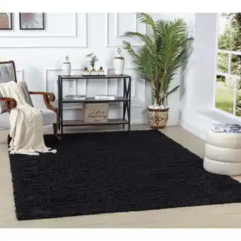 ManoMano Surya - Teppich Hochflor Wohnzimmer Soft Weich Shaggy Einfarbig Einfarbig Schwarz 100 x 200 cm Angebot