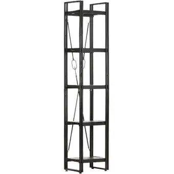 ManoMano Bücherregal 5 Fächer Standregal - Raumteiler Schwarz 40x30x180 cm Mango Massivholz BV112558 Bonnevie Schwarz Angebot