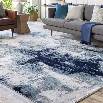 ManoMano Teppich Kurzflor Wohnzimmer Modernes Abstraktes Design Blau und Grau 160 x 220 cm - Surya Angebot