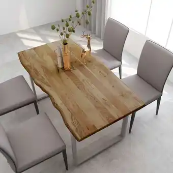 ManoMano Esstisch Tisch für Wohnzimmer, Küche, Esszimmer 160x80x76 cm Massivholz Akazie DE19304 - Braun Angebot