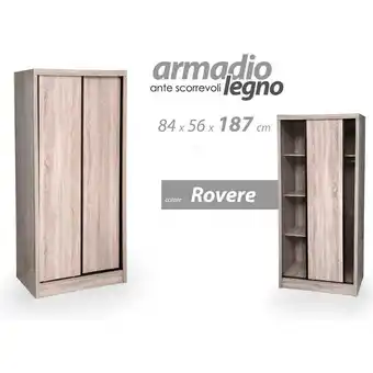 ManoMano Kleiderschrank mit Eichen-Schiebetüren mit Doppelfach 84 x 56 x 187 h Angebot