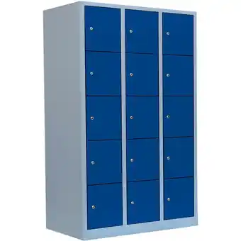 ManoMano Lüllmann - Schließfachschrank Fächerschrank Wertfachschrank Fächerschrank Metall 190 x 118,5 x 45cmm Lichtgrau/Blau 15 Fächer Angebot