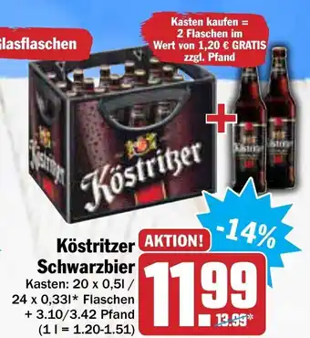 AEZ Köstritzer Schwarzbier 20x0,5L/24x0,33L Angebot