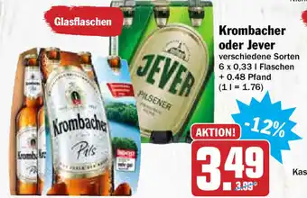 Hit Krombacher oder Jever 6x0,33L Angebot