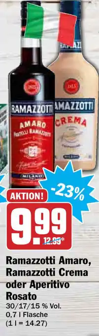 Hit Ramazzotti Amaro, Ramazzotti Crema oder Aperitivo Rosato 0,7L Angebot