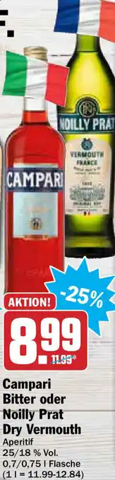 Hit Campari Bitter oder Noilly Prat Dry Vermouth 0,7/0,75L Angebot