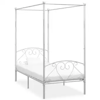 ManoMano Himmelbett-Gestell Einzelbett Bett für Schlafzimmer Weiß Metall 100 x 200 cm DE46729 - Weiß Angebot