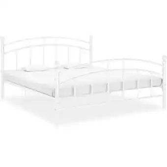 ManoMano Bettgestell Doppelbett Bett für Schlafzimmer Weiß Metall 200x200 cm DE65621 - Weiß Angebot